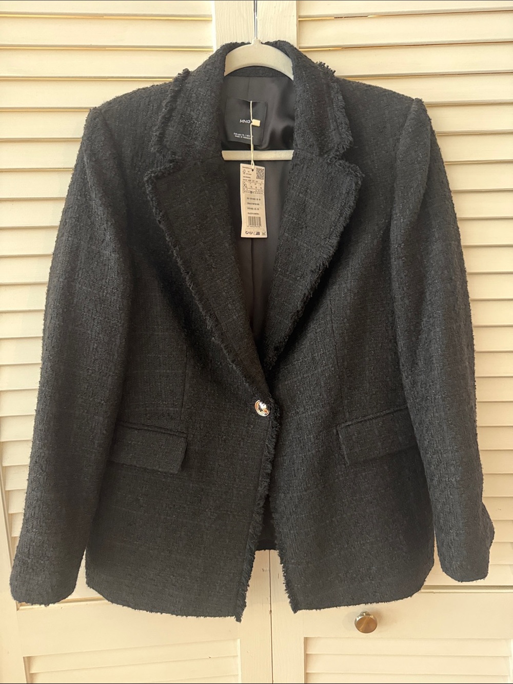 Mango Quintin black tweed blazer